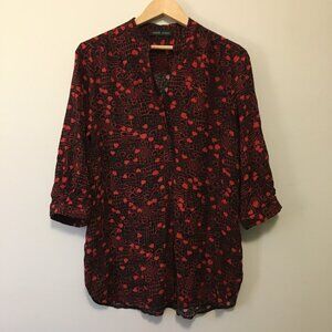 Mandy Evans Deadly Valentine Hearts & Snakeskin Tunic Blouse Black and Red
